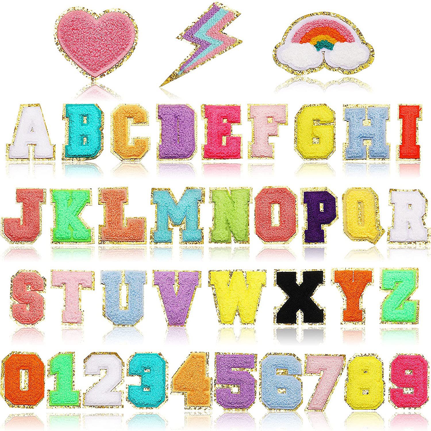 xiao Tian Towel Embroidery English Letters Embroidery Cloth Stickers Rainbow Lightning Patch Ironing Smiling Face Computer Embroidery Zhang Zi