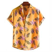 2023跨境夏威夷新款衬衫阳光沙滩外贸短衬衫外贸植物印花短袖衬衫