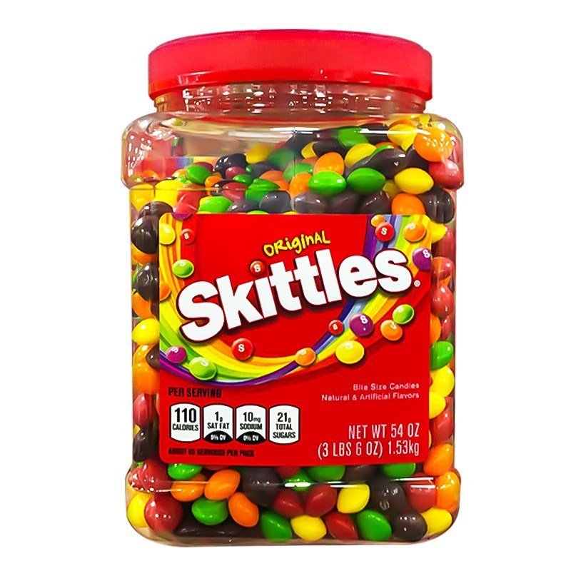 美国原装进口skittles彩虹糖玛氏豆儿童糖果即食零食水果味1.53kg