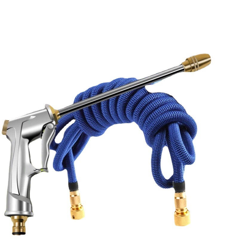 2021升级款洗车水枪家用清洁套装便携式全金属长枪冲车工具软水管