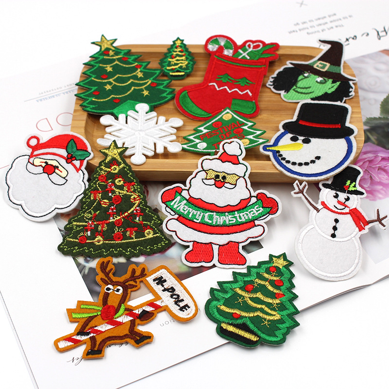 新款现货布贴圣诞节系列刺绣雪花雪人补丁贴服装辅料手工diy装饰