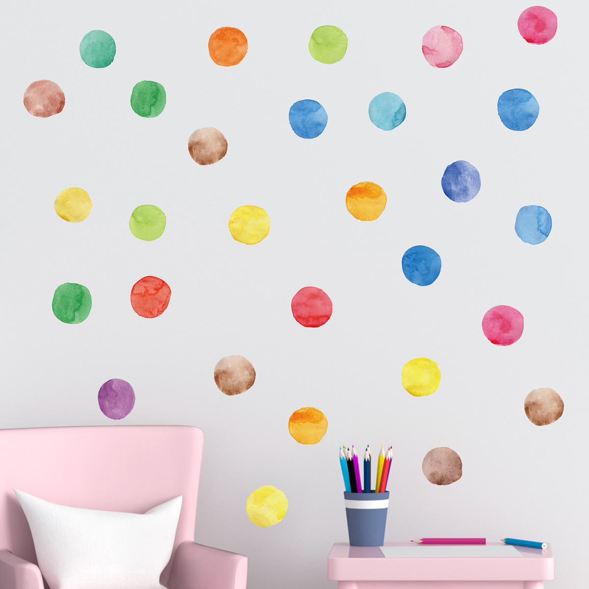 zsz1559-p北欧墙贴多彩圆点创意墙贴画 客厅卧室电视背景装饰墙贴