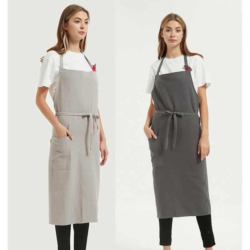 亚麻 围裙 韩版日本 花艺绘画围裙 绣花印花外贸跨境礼品时尚围腰