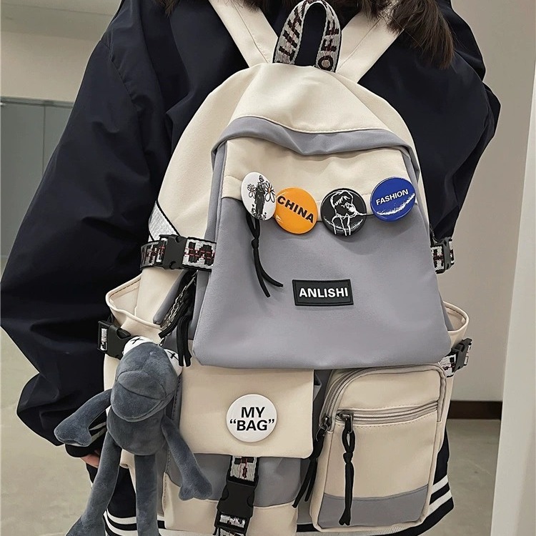 Schoolbag Female College Student Korean High School Travel Backpack Male Junior High School Student Ins Japanese Large Capacity Computer Backpack