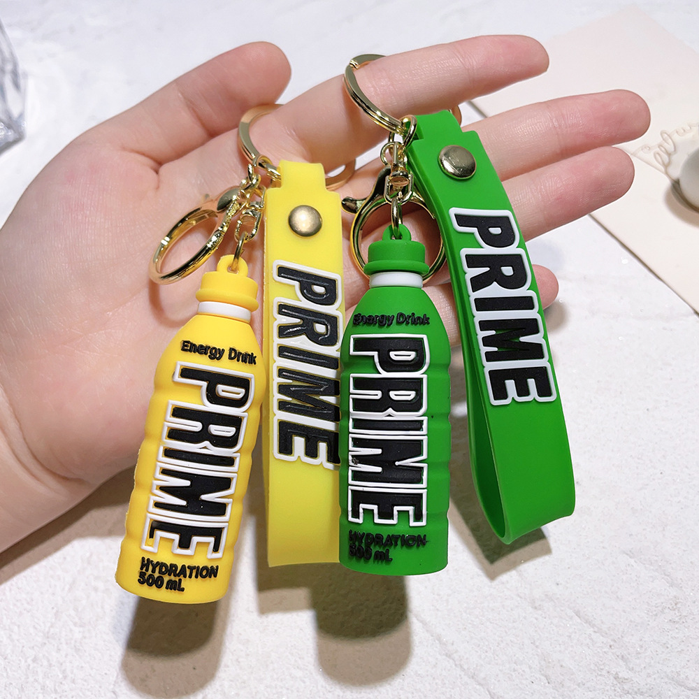 Prime Energy Beverage Bottle Keychain Prime Drink Wine Bottle Pendant PVC Flexible Glue Beverage Bottle Pendant