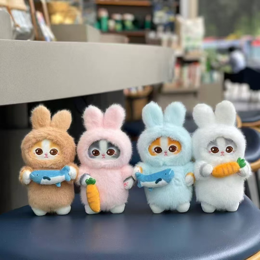可爱鲨鱼猫咪挂件高颜值毛绒玩具公仔钥匙扣小猫咪包包挂饰布娃娃