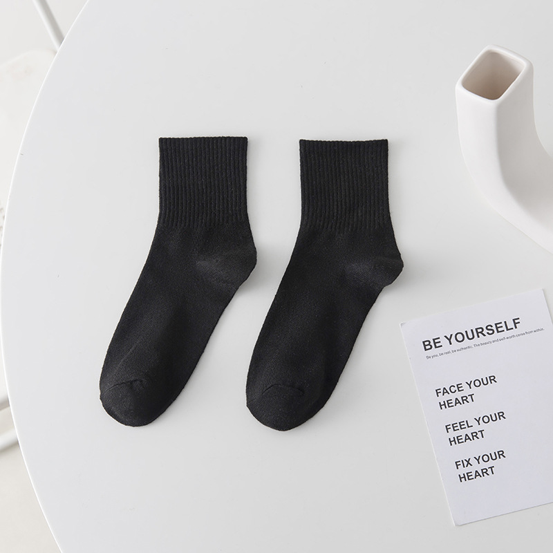 Temu Shein Amazon Black and White Socks Tube Socks College Style Cotton Trendy Four Seasons Welfare Athletic Socks