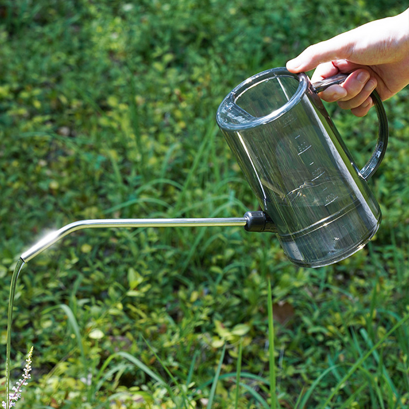 Stainless Steel Long Mouth Watering Can Household Transparent Watering Pot Gardening Succulent Storage Watering Pot Large Capacity Sprinkling Can