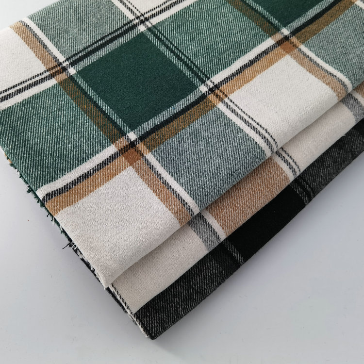 260克加厚磨毛提花格子布 几何提花涤棉色织布 8cm大格子面料现货