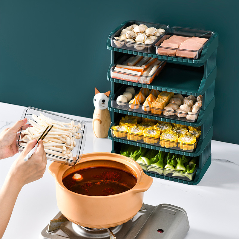 厨房备菜盘火锅配菜盘家用盘子多层配菜备菜神器多功能台式备餐盘