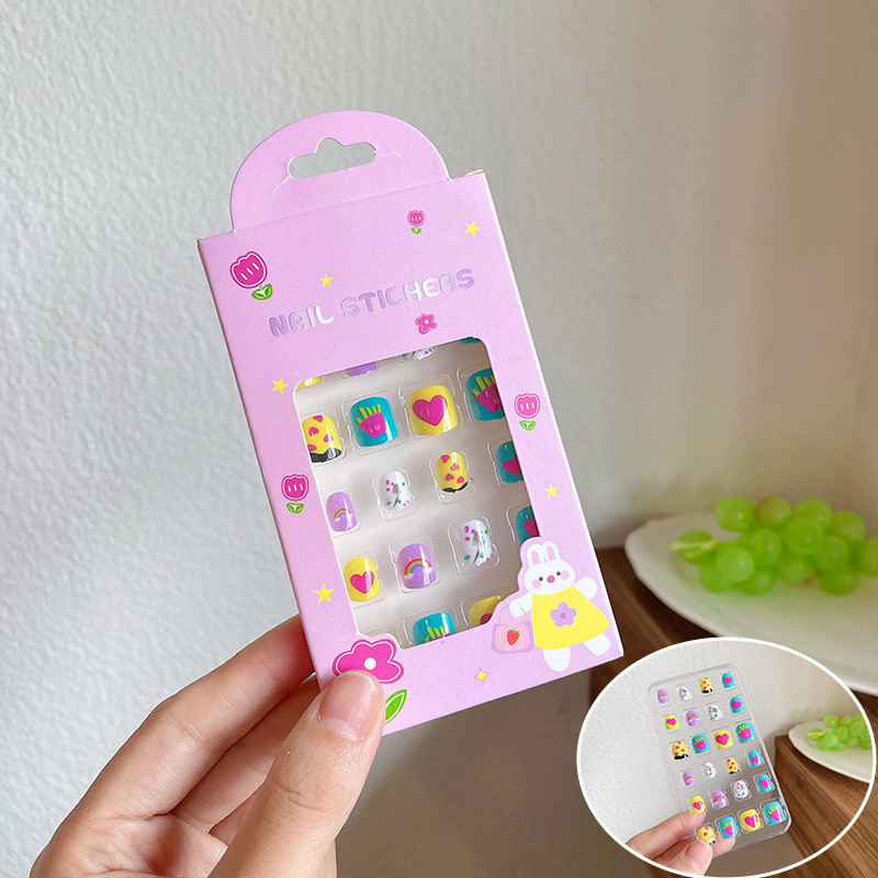 Children's Little Girl Removable Nail Sticker Cartoon Cute Baby Self-Adhesive Jelly Glue Sweet Princess Nail Stickers