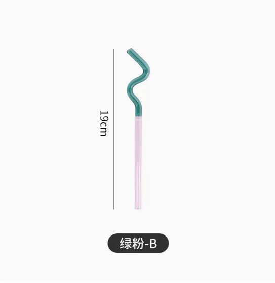 Colored Glass Straw Wholesale Juice Milk Stirring Rod Environmentally Friendly Pregnant Women and Children Handmade Shaped Twisted Bent Straw