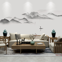 8d新中式抽象山水背景墙纸卧室床头壁纸客厅电视沙发古风意境墙布