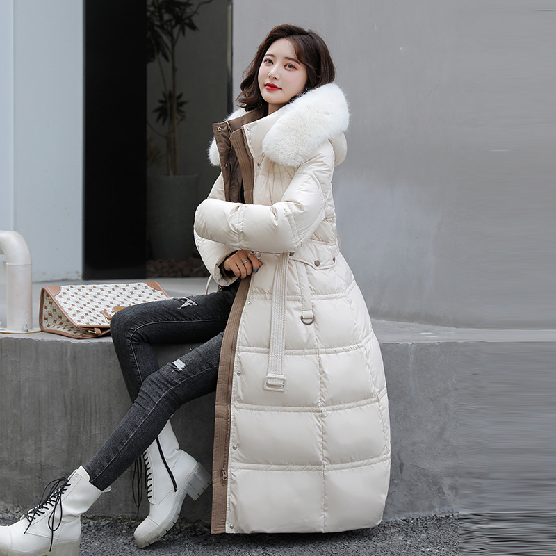 Women's Cotton-Padded Coat Extended 2023 Winter Clothing New Women's Clothing Korean Style Belt Thickened Warm down Cotton Jacket Overknee Coat