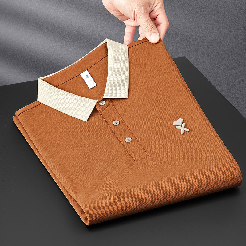 High-Quality Summer Thin Color Block Embroidery Short-Sleeved Polo Shirt Men's Slim-Fit Trendy High-End Casual Polo Collar T-shirt Men