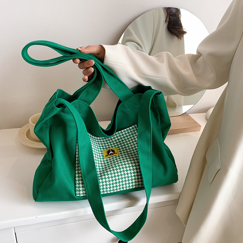 2022 Summer New Korean Style Simple Shoulder Handbag Casual Canvas Tote Bag for Women Large-Capacity Crossbody Bag