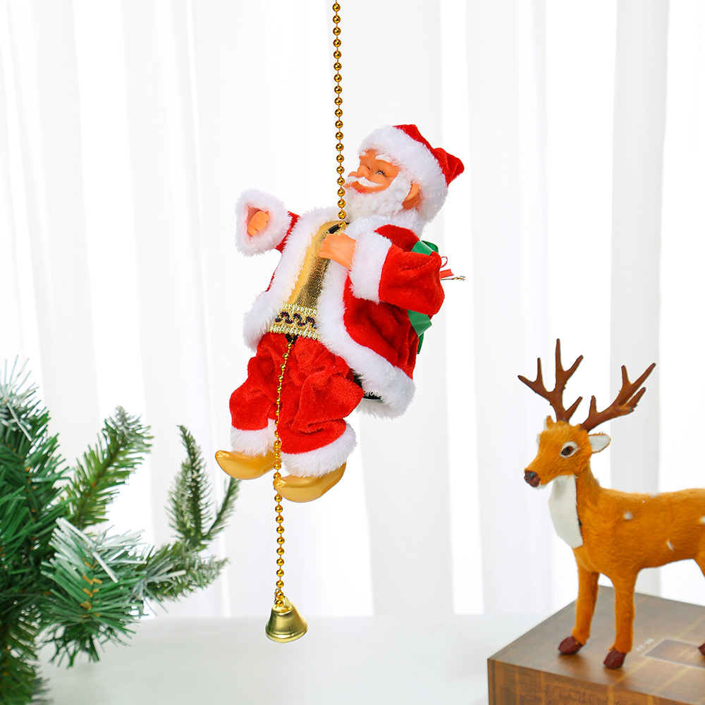 Amazon New Climbing Beads Electric Music Santa Doll Climbing Rope Bead Curtain Christmas Gift Decorations
