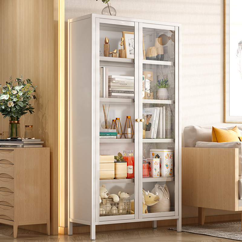 批发防尘铁艺书柜置物柜落地多层客厅收纳柜子简易家用卧室书架置