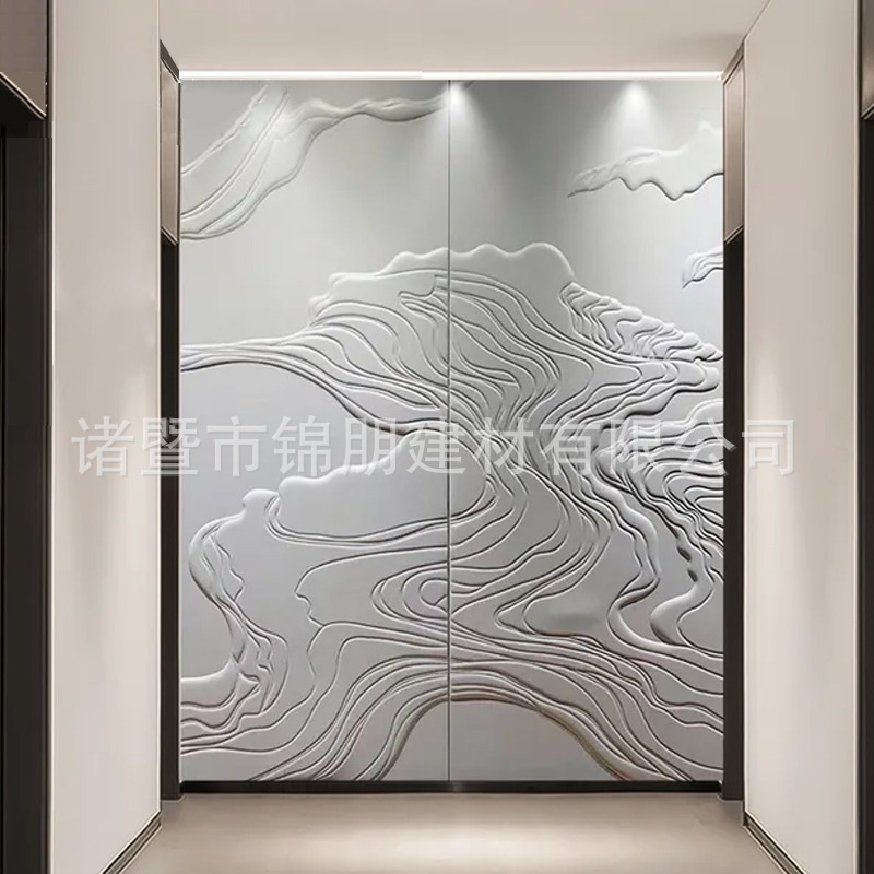 中式轻奢皮雕背景墙浮雕硬包背景墙电视沙发客厅软包复式楼背景墙