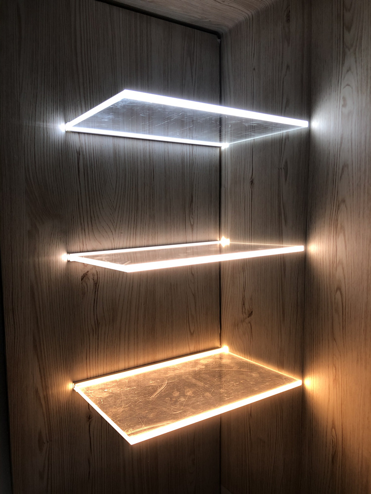 定制ed玻璃层板灯夹8mm卡槽12v发光线条灯感应酒柜展柜隔板灯带条