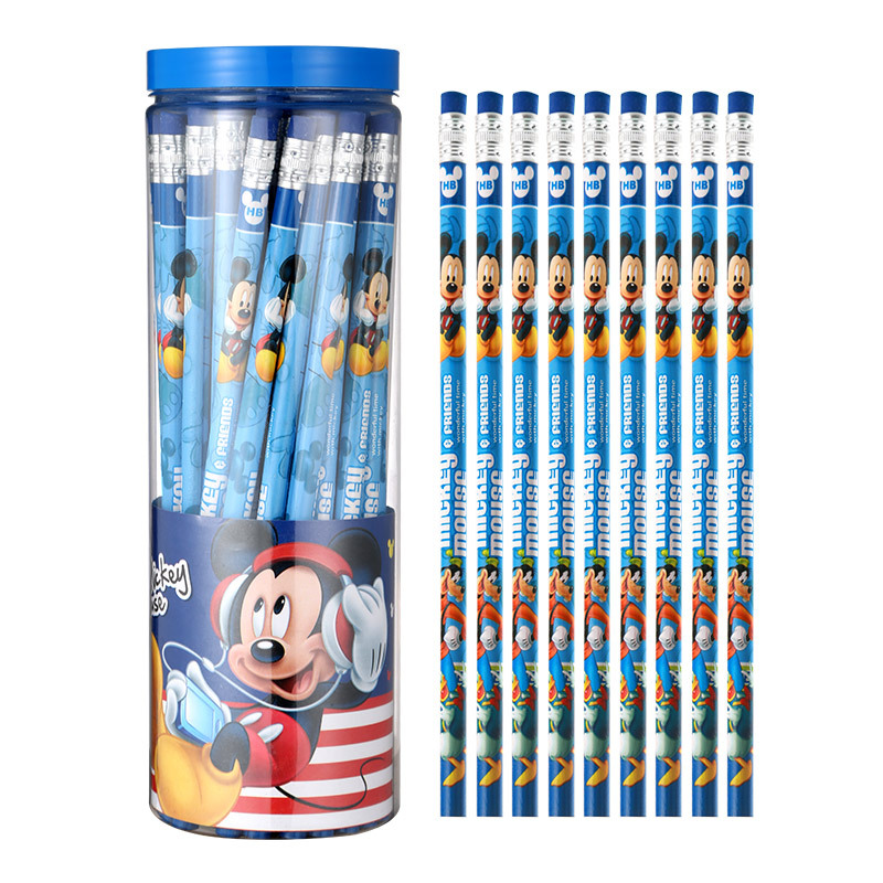 Disney Disney E0047 Series Elementary School Students Ice and Snow Marvel Children HB Cartoon 50 Small Eraser Pencil