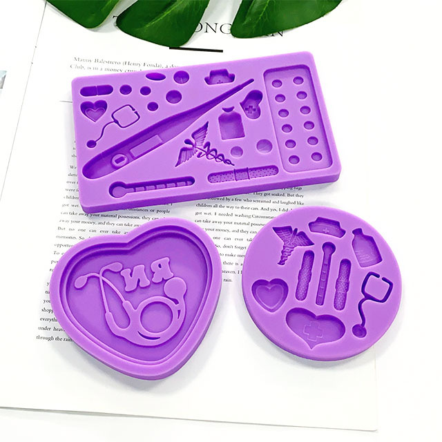 Medical Device Silicone Mold Stethoscope Nurse Hat Fondant Mold Paper Cup Cake Decoration Chocolate Candy