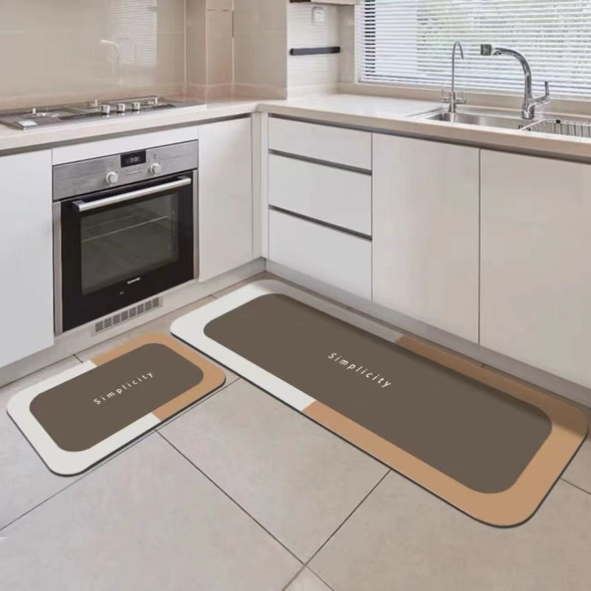 New Kitchen Floor Mat Absorbent Oil-Absorbing Non-Slip Wear-Resistant Stain-Resistant Folding Long Carpet Set