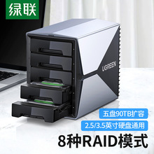 绿联硬盘阵列盒磁盘柜3.5/2.5英寸raid多盘位外接外置固态机械通