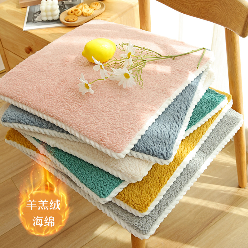 Lambswool Cushion Seat Cushion Winter Thickened Fleece Office Chair Cushion Home Living Room Non-Slip Dining Chair Cushion Wholesale