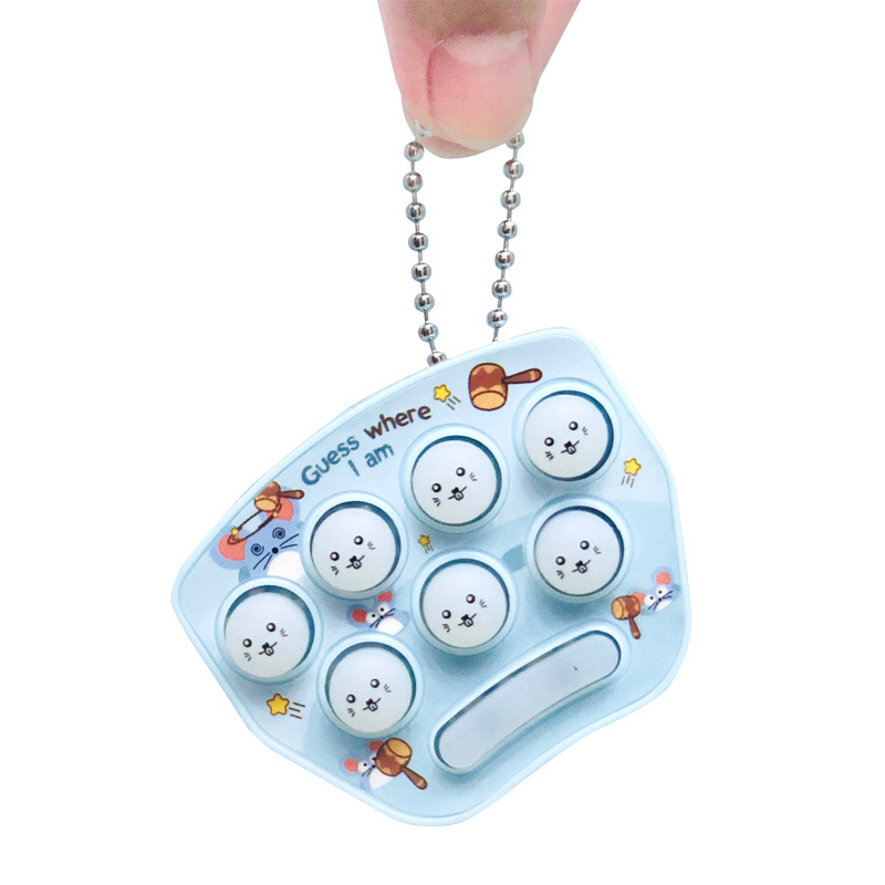 Cross-Border Mini Handheld Game Machine Cartoon Pattern Whac-a-Mole Electronic Luminous Toy Small Ornaments Keychain Wholesale