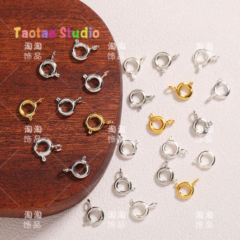 弹簧扣圆扣项链接头手链扣活卡扣头锁扣手串diy手工饰品收尾配件