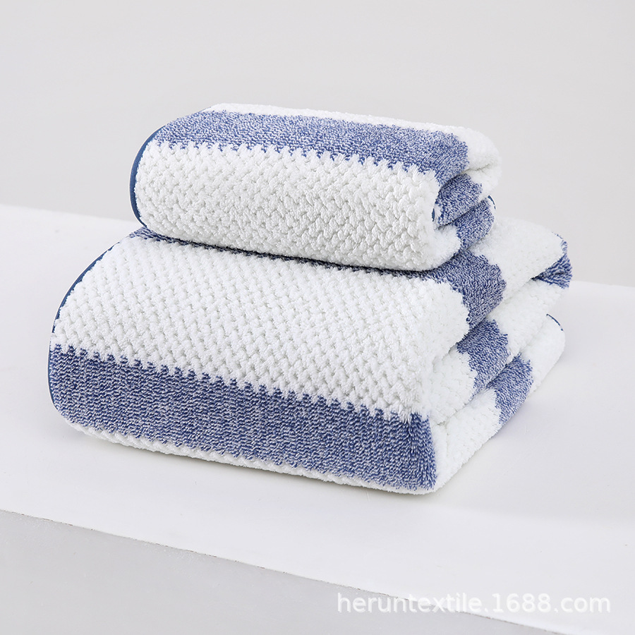 Plain Towel Set Bath Towels Customizable Wheat Pineapple Plaid Stripes Water-Absorbing Quick-Drying Coral Fleece Covers