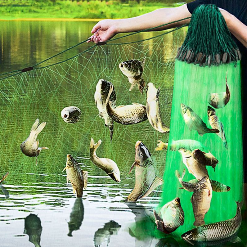 30斤大鱼鲢鳙塑料浮漂鱼网粘网三层青丝沉网加重铅坠捕鱼渔网