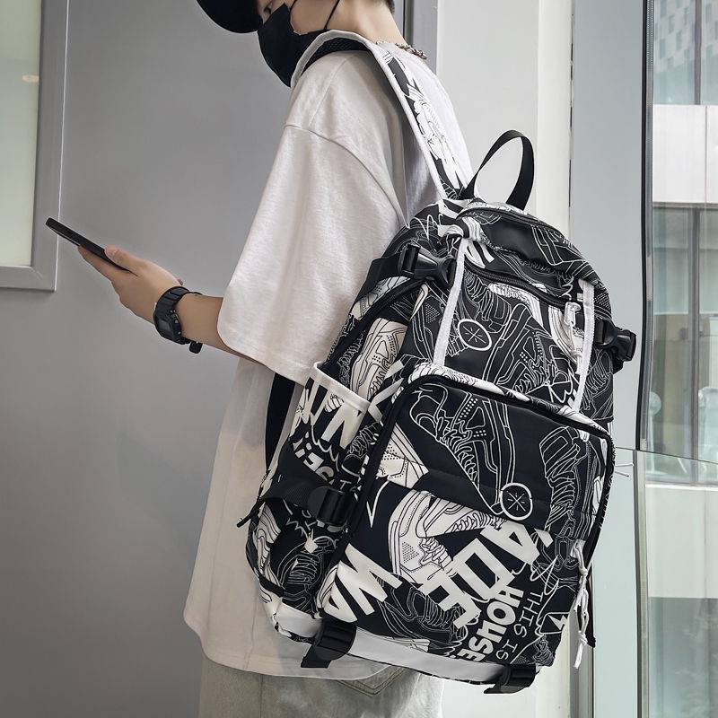 书包中学初中生韩版潮流耐用大容量帅气中学生大学生双肩包霸气