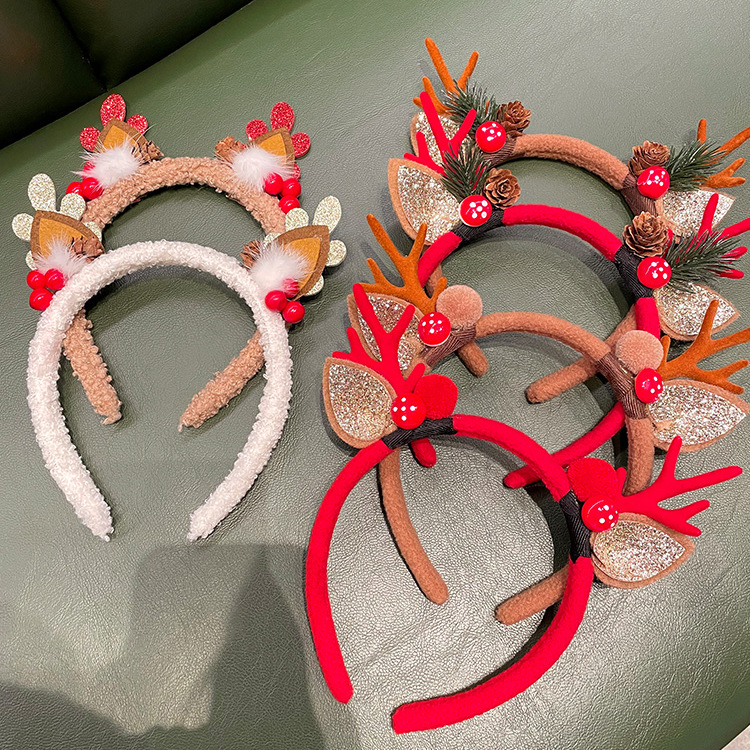 圣诞节廲鹿发夹头箍甜美拍照卡子头饰发卡圣诞发箍森系发饰女夹子