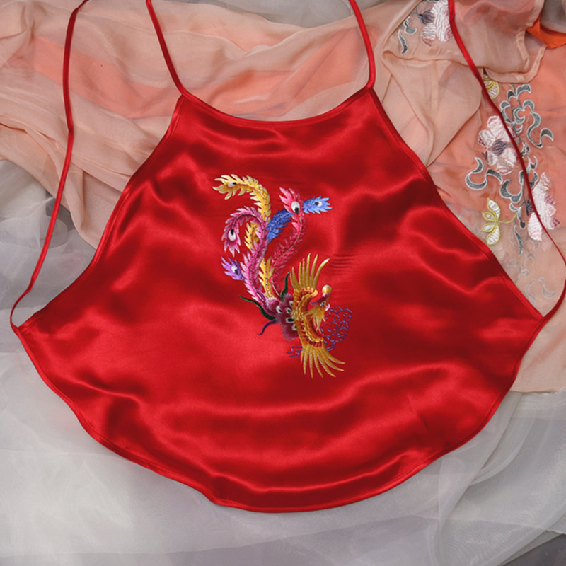 包邮刺绣肚兜女古典吊带红色桑蚕丝情趣内衣成人丝绸睡衣结婚凤凰