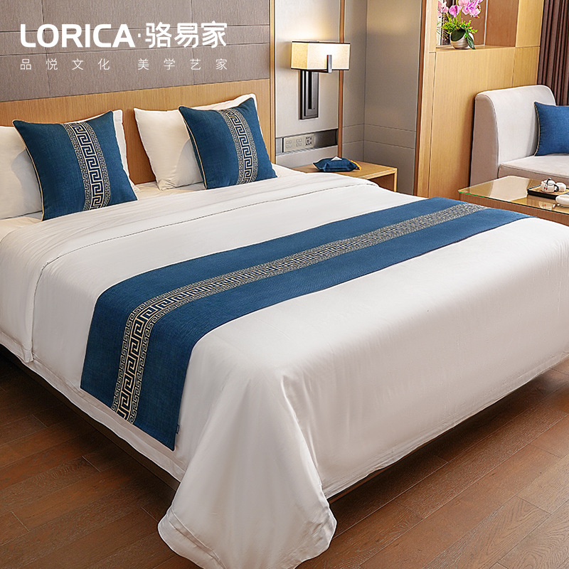 【骆易家】新中式酒店专用床旗家用客房民宿轻奢床尾巾新款床尾盖