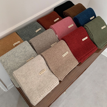 韩版保暖围巾百搭毛线围脖秋冬季加厚款针织高级纯色学生男女通用