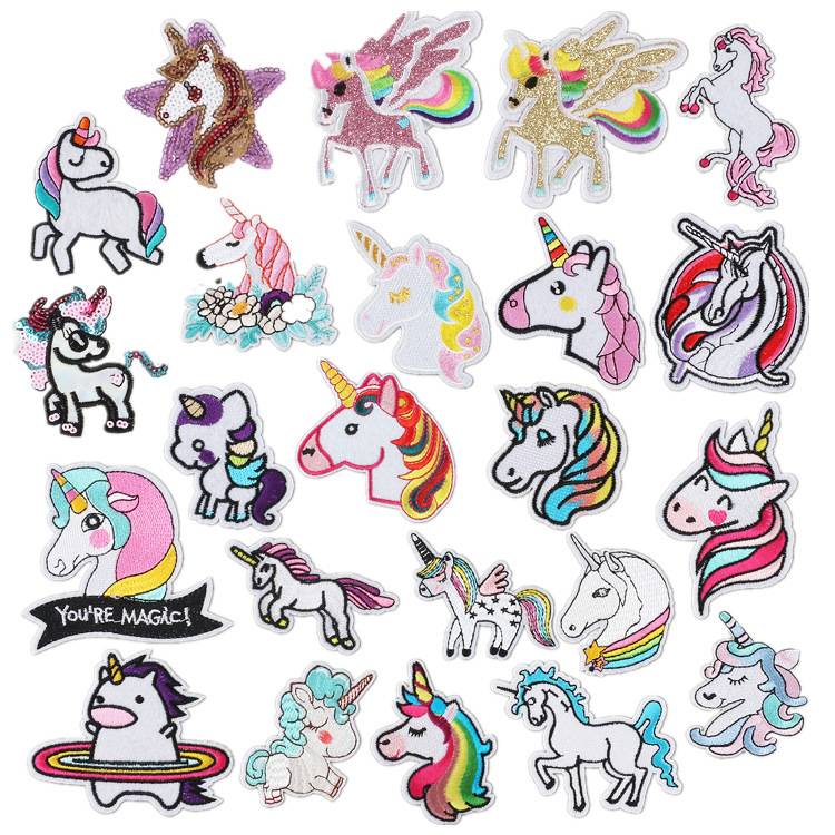 Xiaotian Amazon Hot Selling Unicorn Patch Cartoon Sequins Pony Computer Emboridery Label Ironing