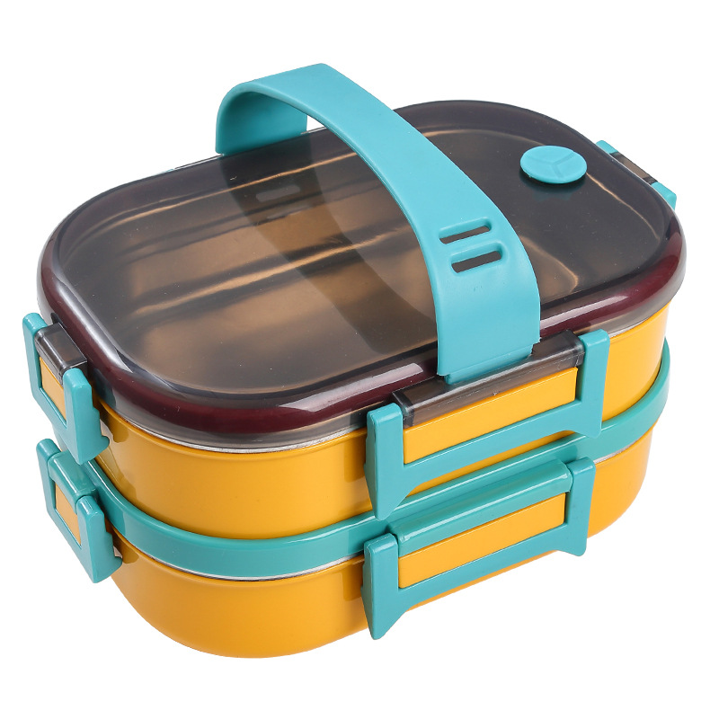 Square Lunch Boxes Stainless Steel Lunch Box Portable Thermal Insulation Student Office Worker Plastic Leak-Proof Multi-Layer Bento Box Gift