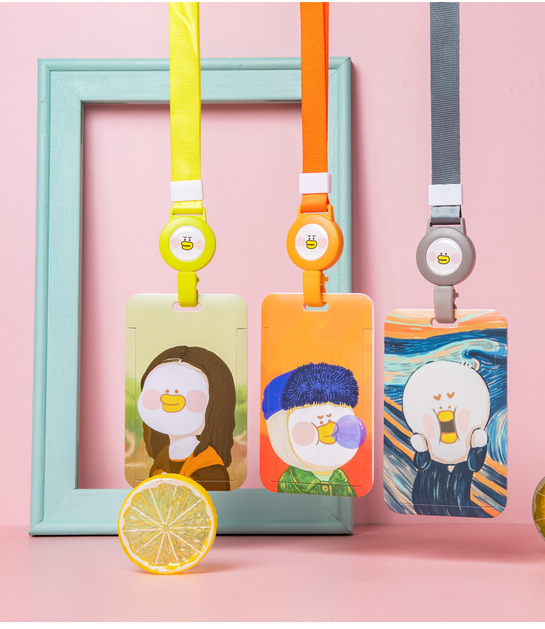 卡通胸牌 油画卡通证件卡套挂绳 推合卡通胸牌卡套卡套学生饭卡