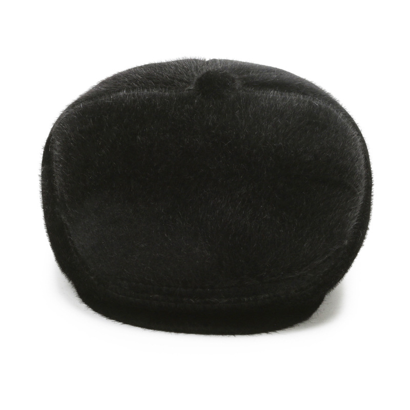 平顶帽冬季护耳帽子男士冬天户外中老年爸爸防寒保暖加厚毛呢棉帽