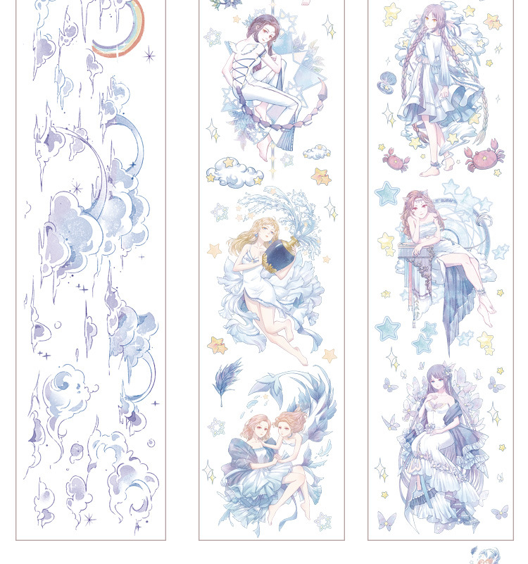 pet和纸胶带套装盒装4卷装贴纸透明人物手账素材手帐透明胶带