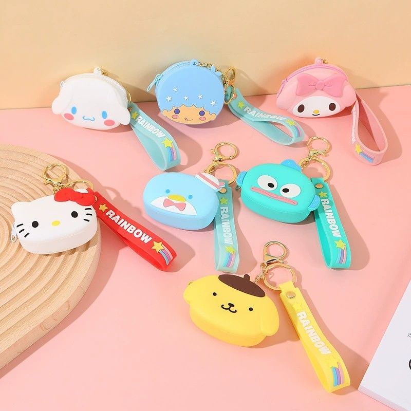 Summer Sanrio Coin Purse Keychain Student Cartoon Animal Silicone Earphone Bag Lovely Bag Pendant