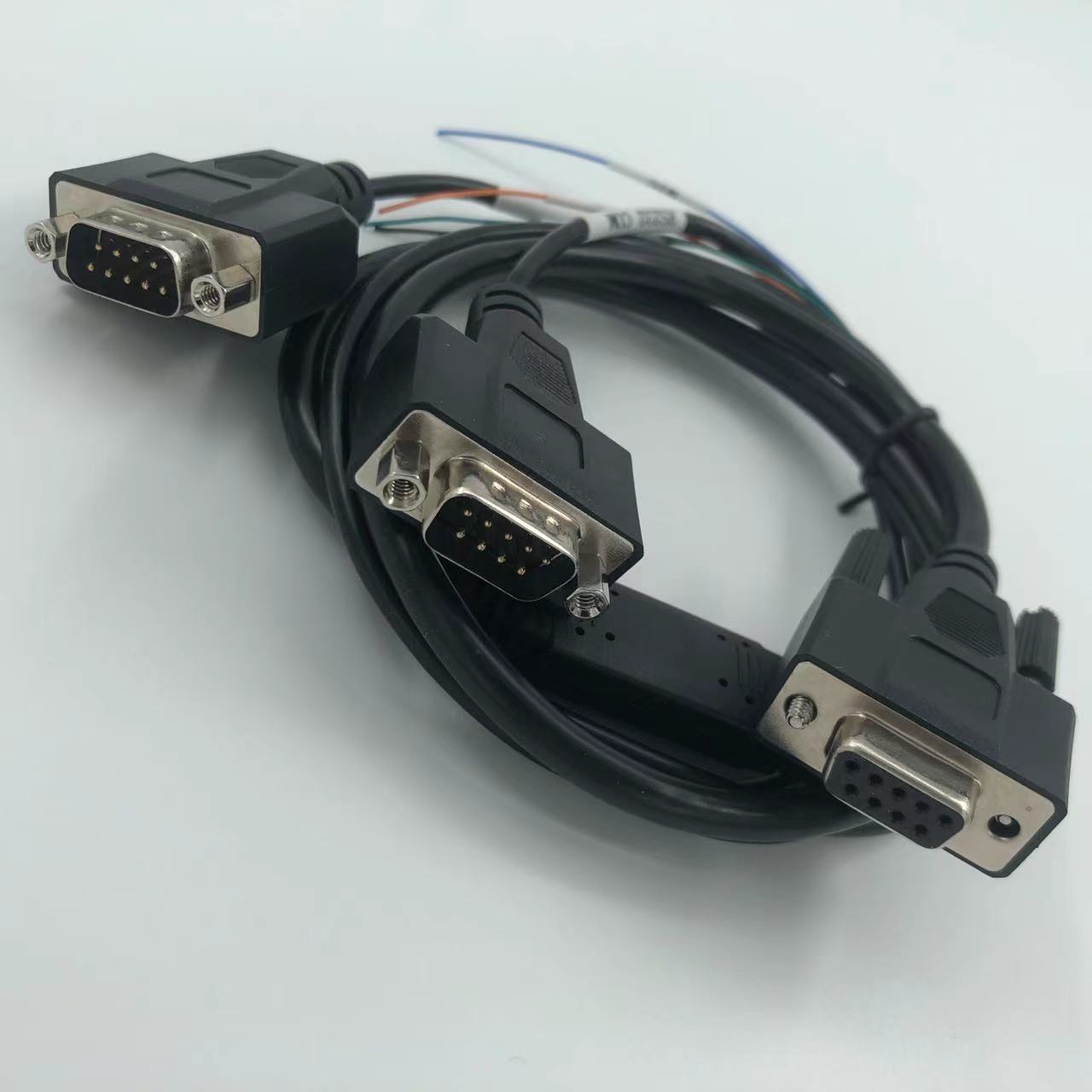 一分三线rs232串口线 f/m控制线 db9孔db9针工业设备连接线com线