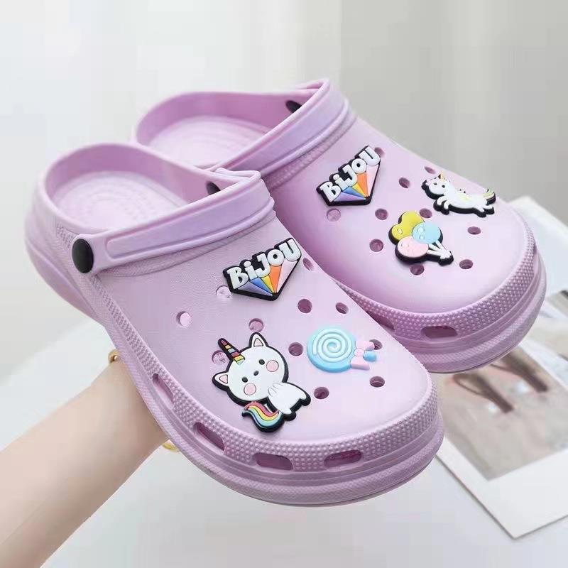 Summer Platform Coros Shoes Jelly Beach Shoes Girl Garden Student Flat Non-Slip Closed-Toe Slippers Another Female