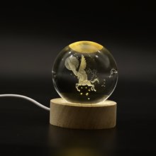跨境爆款水晶球小夜灯激光内雕3D立体生日礼物节日送礼送朋友礼物