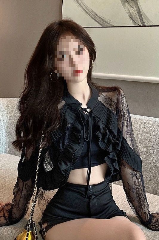 性感辣妹荷叶边气质蕾丝衫外搭披肩上衣女2025春夏新款短款防晒衣