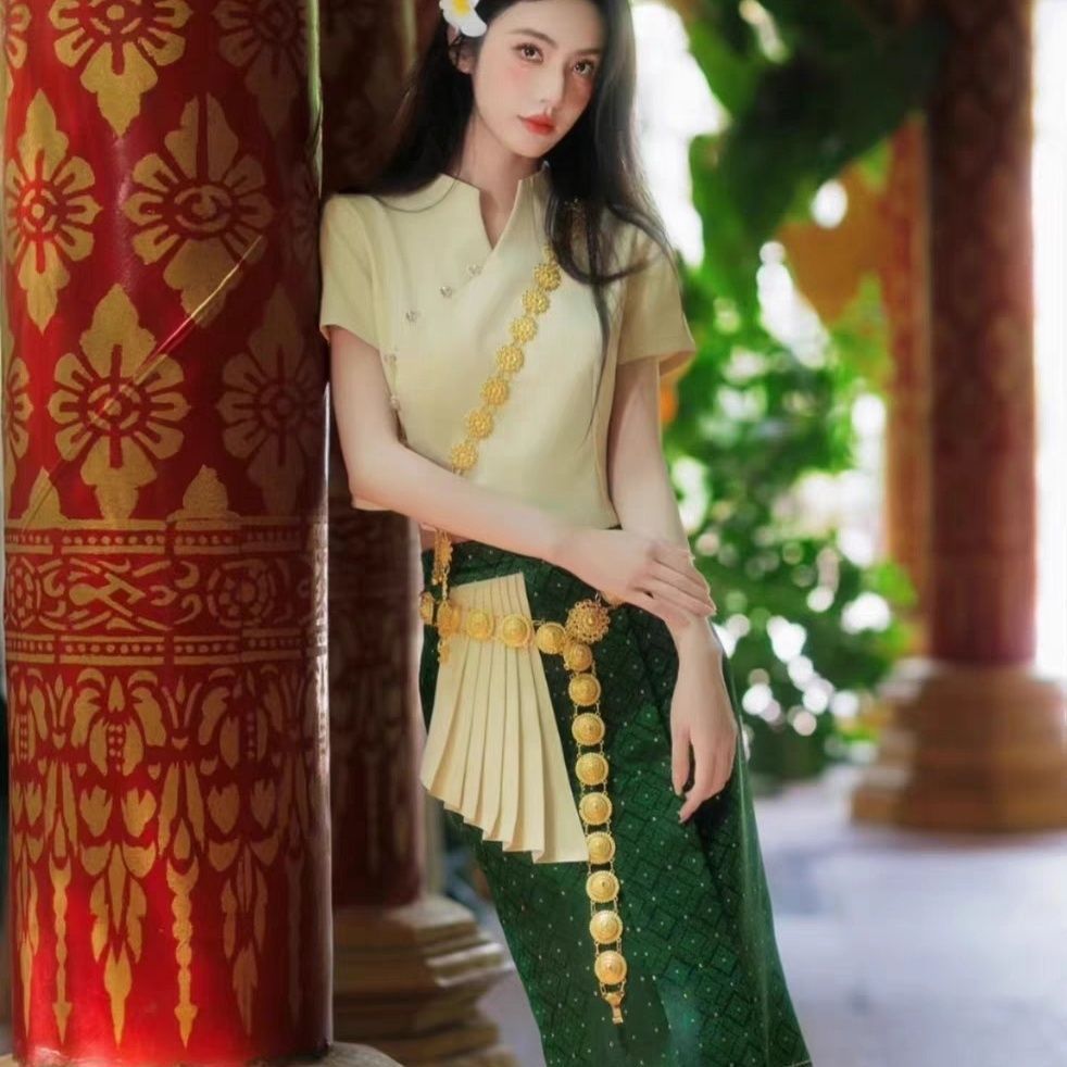 西双版纳新款服装傣族套装泰国傣装天内发货告庄民族服饰男装拍照