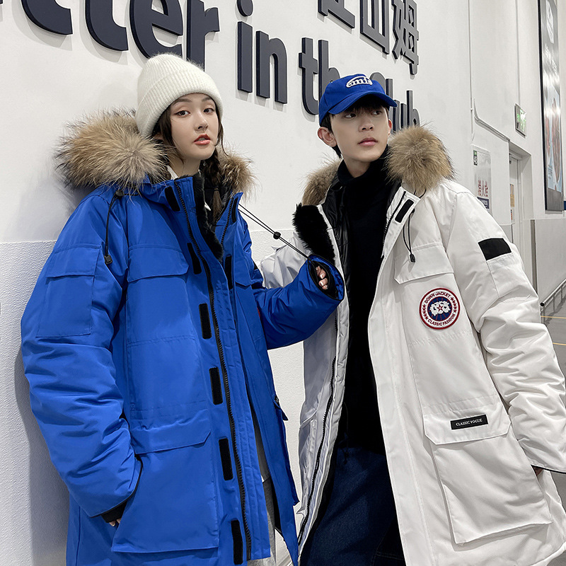 Canadian Expedition Big Goose down Jacket Women's Fashion Brand Mid-Length Couple Workwear Men's Parka Hooded Coat Winter